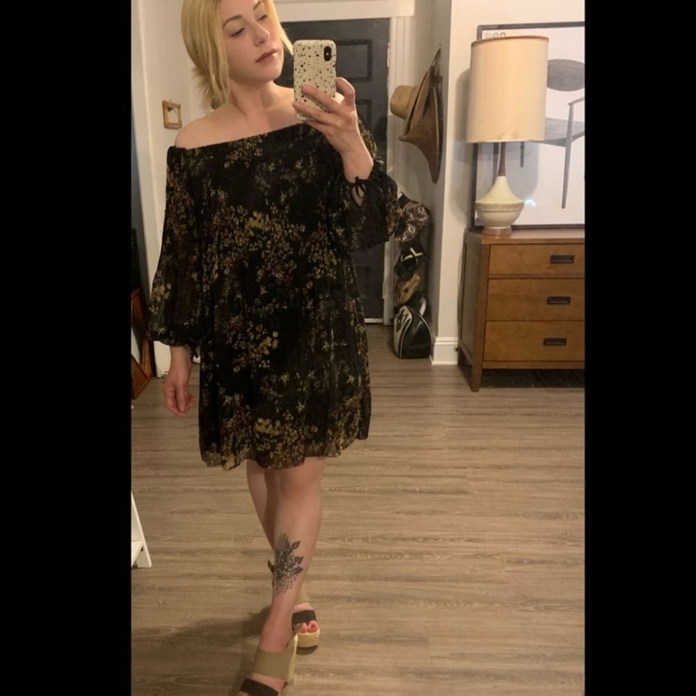 Aritzia Wilfred Raison Chiffon Floral Dress Size XXS